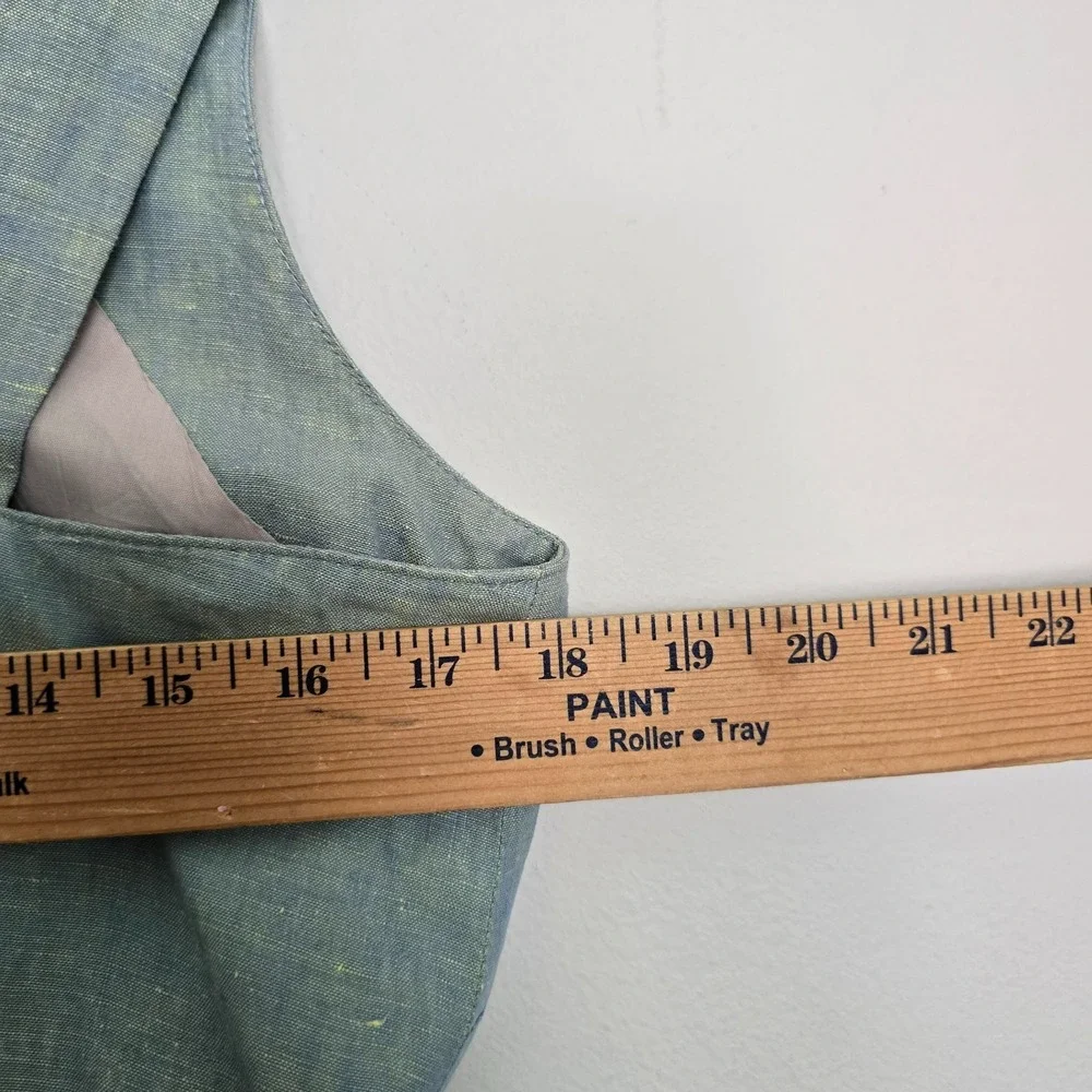 VTG 90s Yves Cossette Depeche Mode Women Linen Midi Dress Small Coastal Vacation - Picture 9 of 10